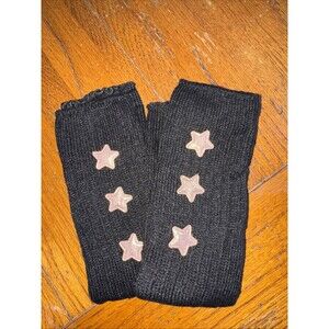 Hand And Wrist Warmers Black With Rose Gold Stars Fingerless Gloves Thumb Hole